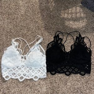 Black and white padded bralettes